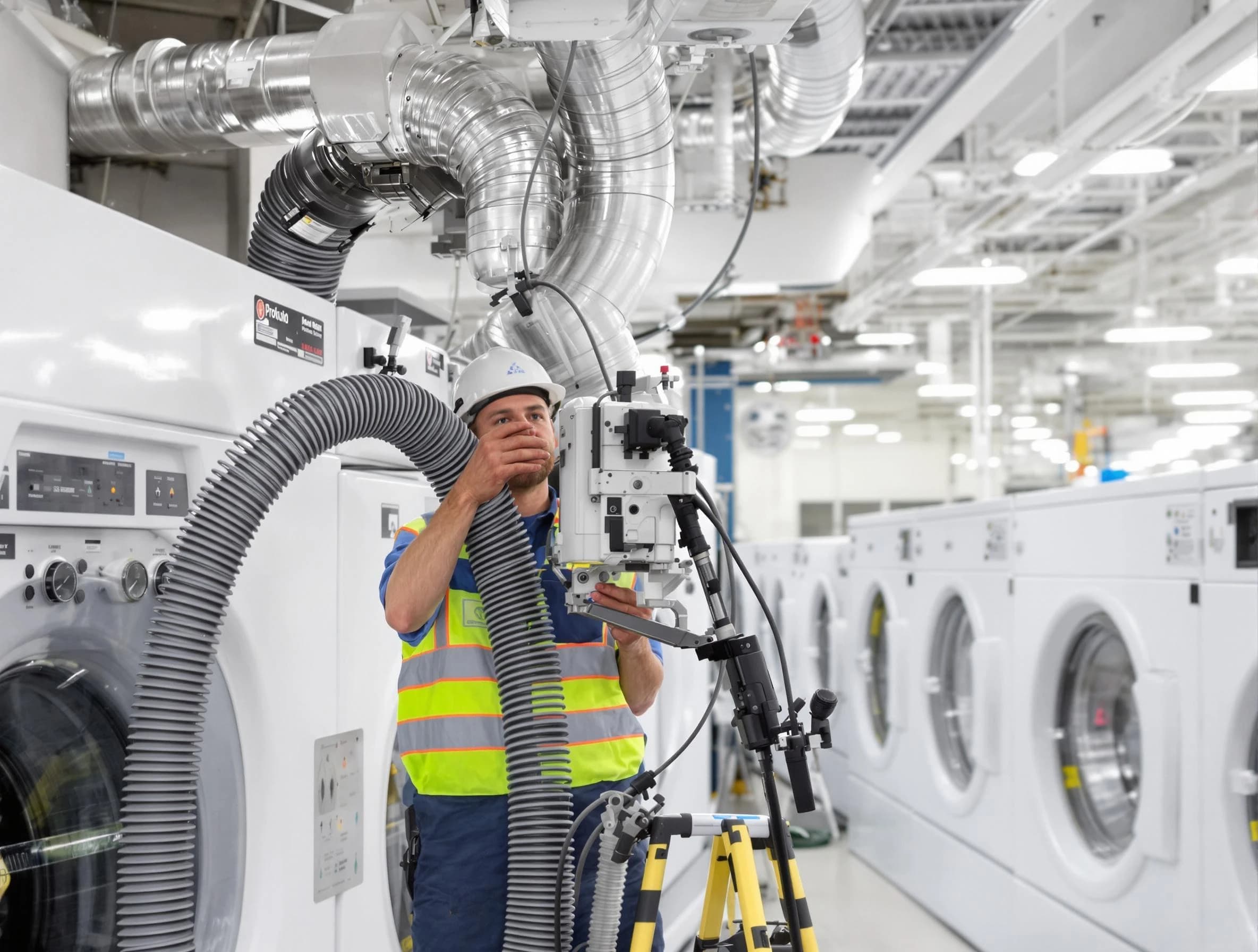 White City Dryer Vent Cleaning team performing commercial-grade dryer vent cleaning at a business facility in White City